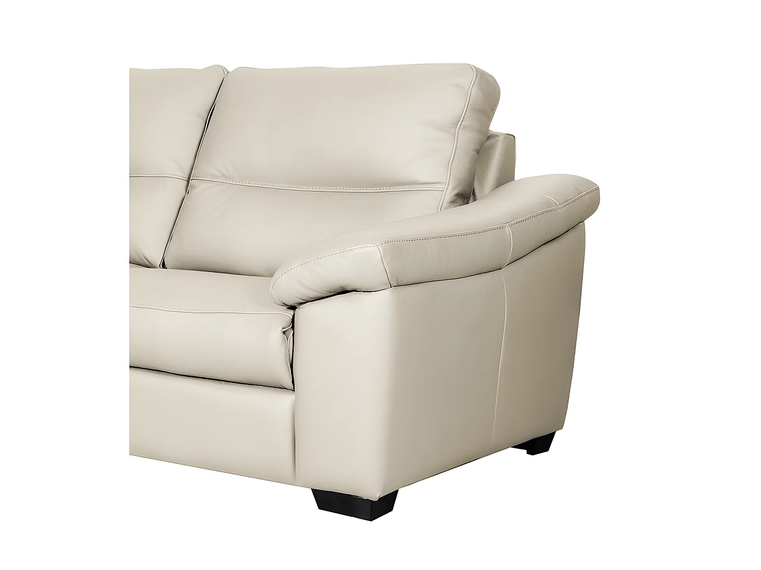 Canapé 2 places en 100% tout cuir épais italien vachette HAMBOURG, couleur ivoire