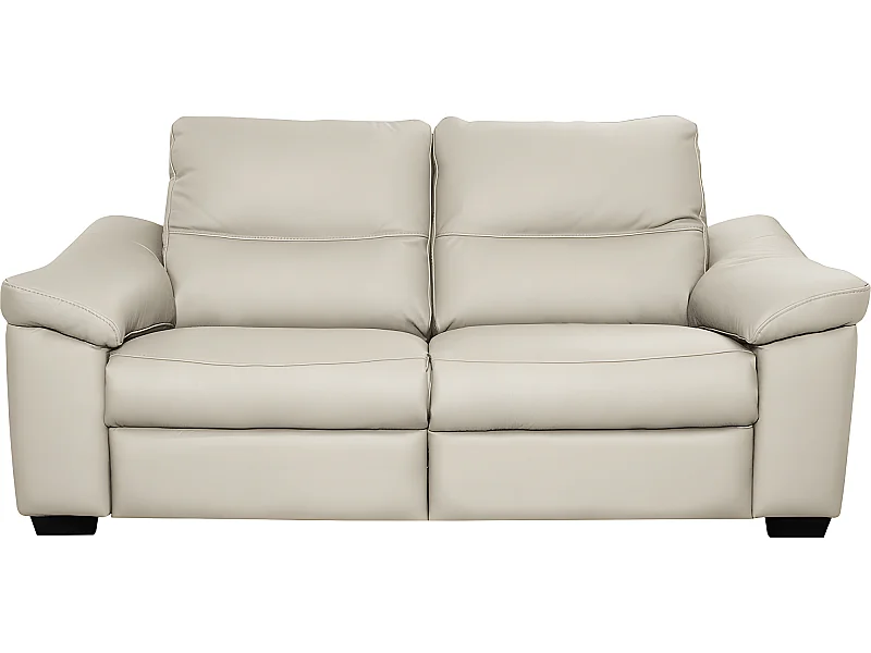 Tweezitsbank van dik Italiaans leer van topkwaliteit, in ivoorkleur