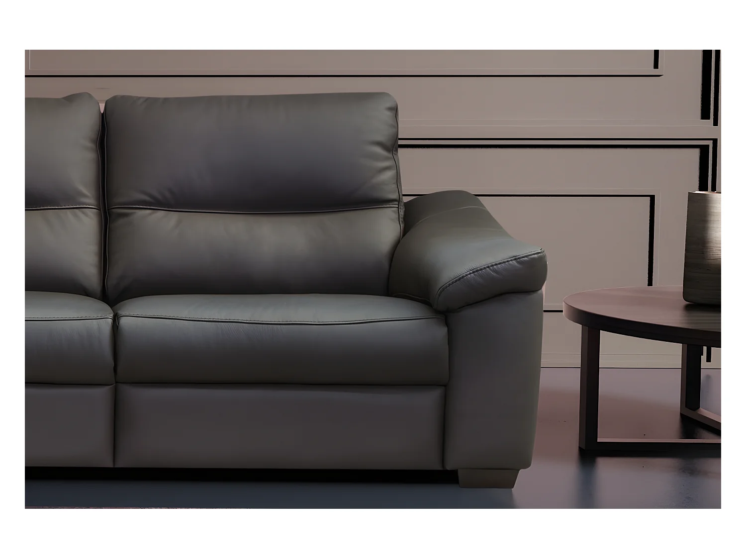 3-zitsbank van dik Italiaans kalfsleer HAMBOURG, antraciet