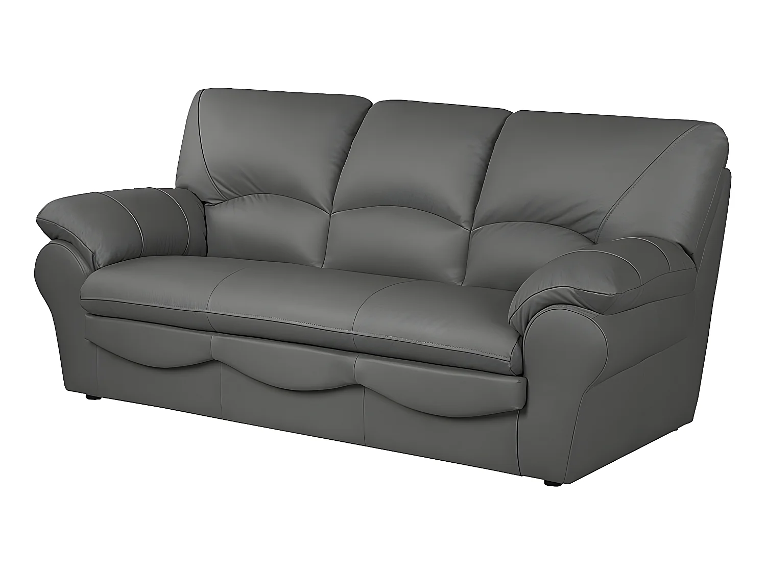 Canapé 3 places en 100% tout cuir italien vachette OSATIS, couleur gris foncé