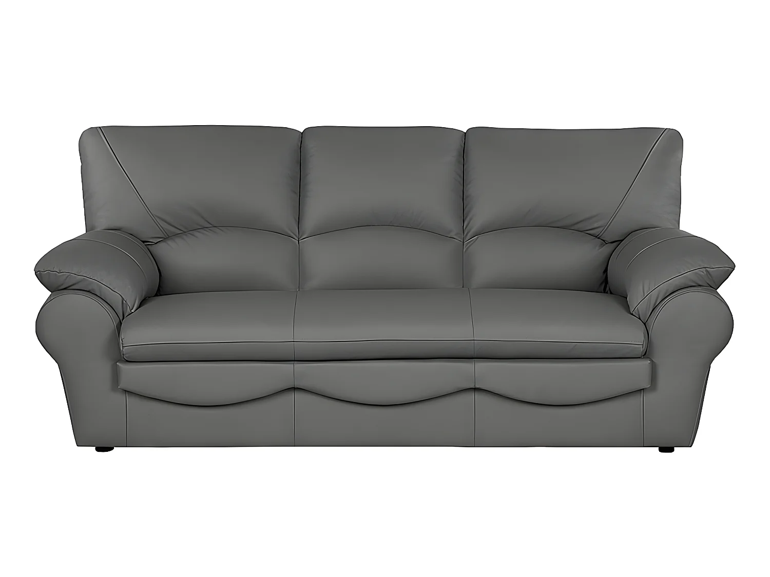 Canapé 3 places en 100% tout cuir italien vachette OSATIS, couleur gris foncé