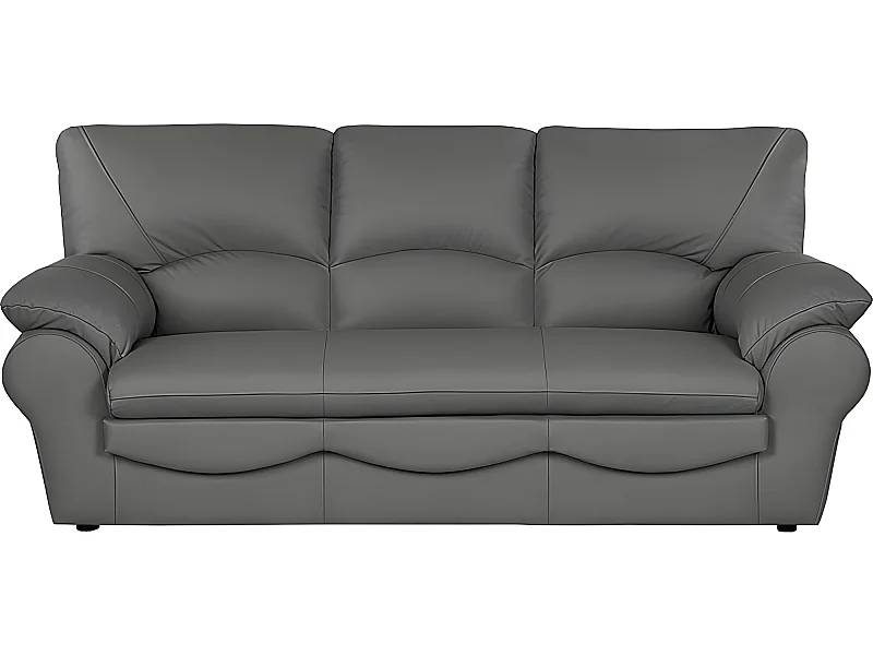 Canapé 3 places en 100% tout cuir italien vachette OSATIS, couleur gris foncé