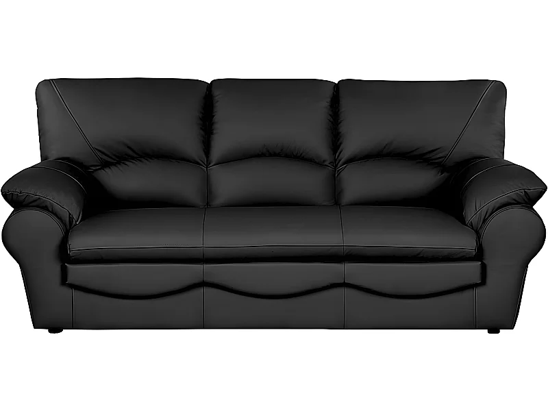 Canapé 3 places en 100% tout cuir italien vachette OSATIS, couleur noir