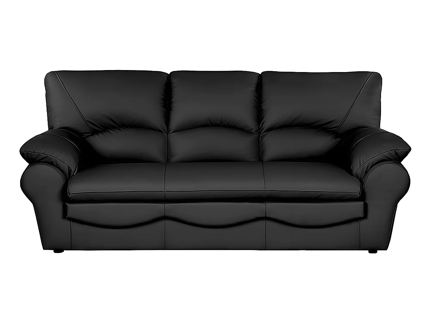 Canapé 3 places en 100% tout cuir italien vachette OSATIS, couleur noir