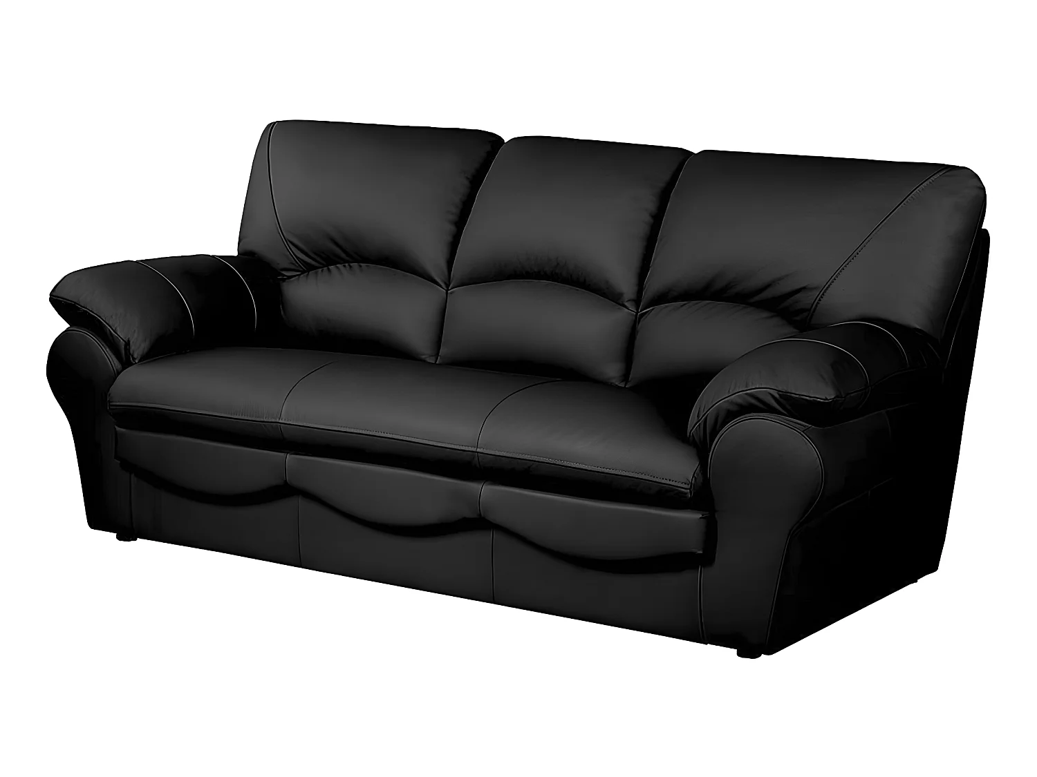 Canapé 3 places en 100% tout cuir italien vachette OSATIS, couleur noir