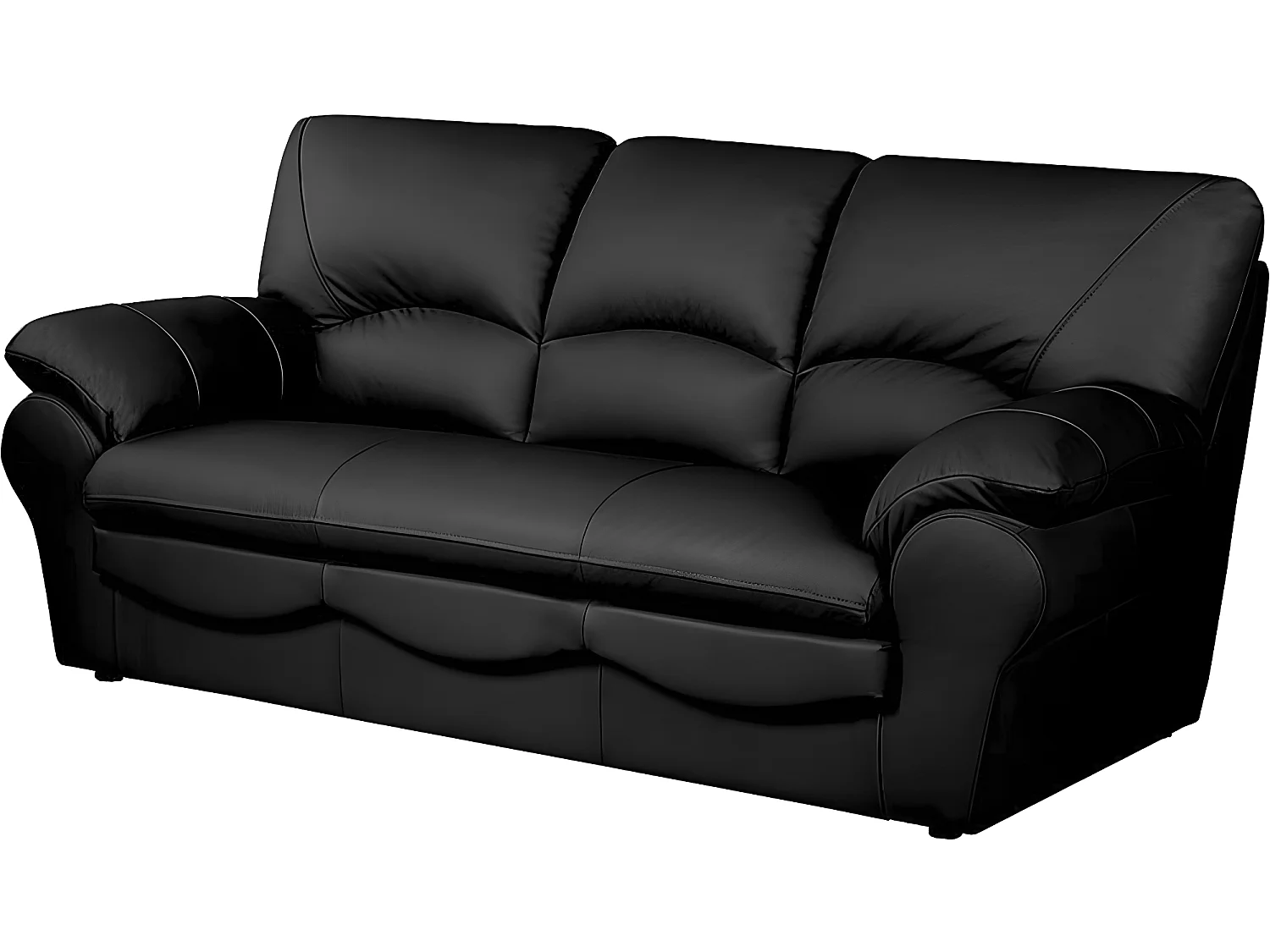 Canapé 3 places en 100% tout cuir italien vachette OSATIS, couleur noir