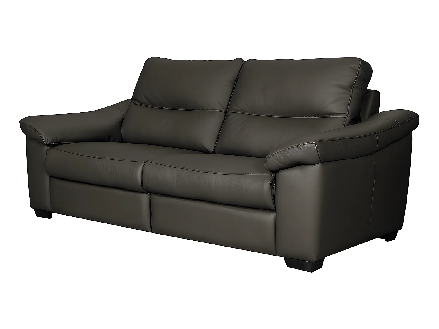 Canapé 2 places en 100% tout cuir épais italien vachette HAMBOURG, couleur anthracite