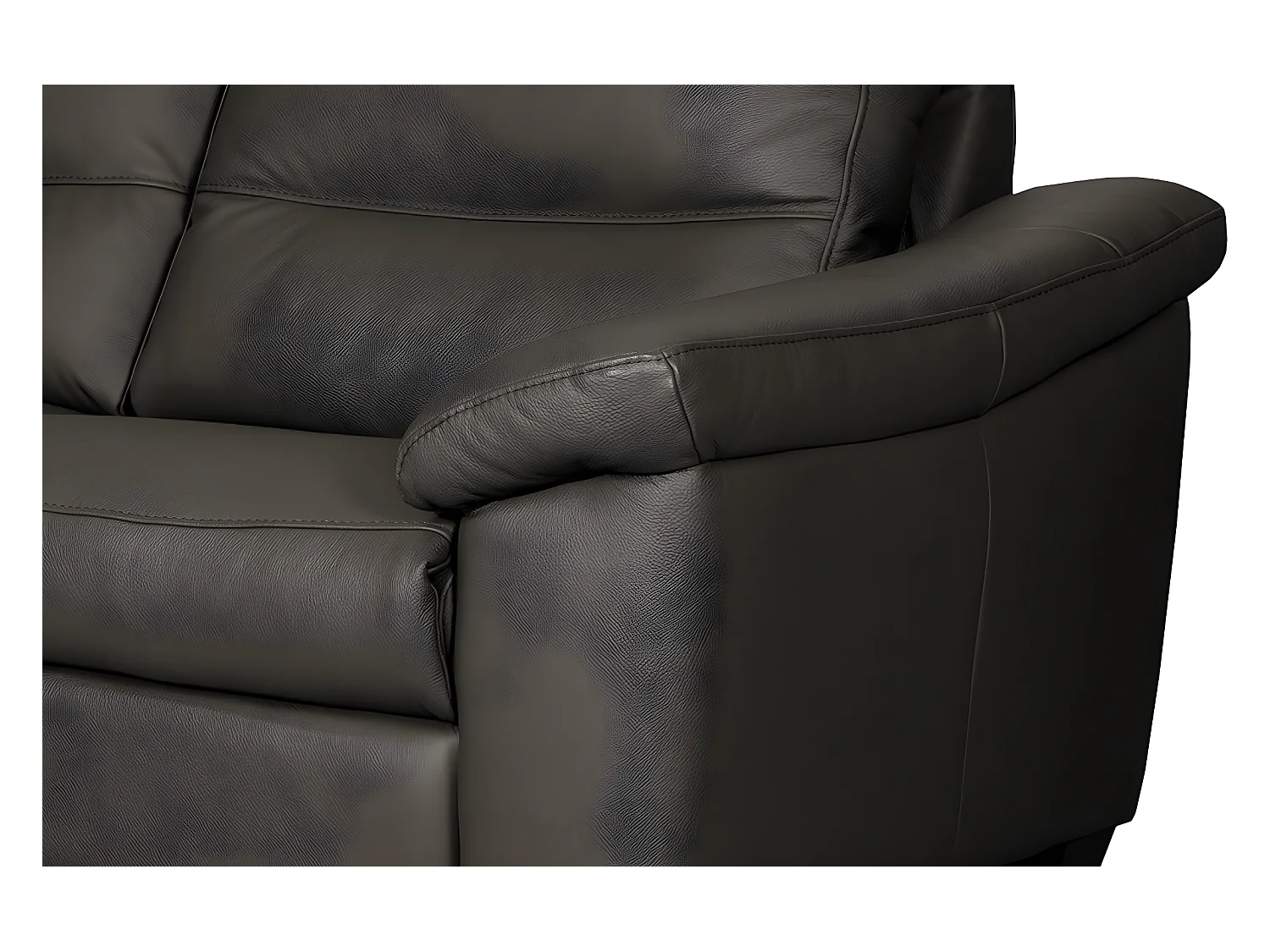 Canapé 2 places en 100% tout cuir épais italien vachette HAMBOURG, couleur anthracite