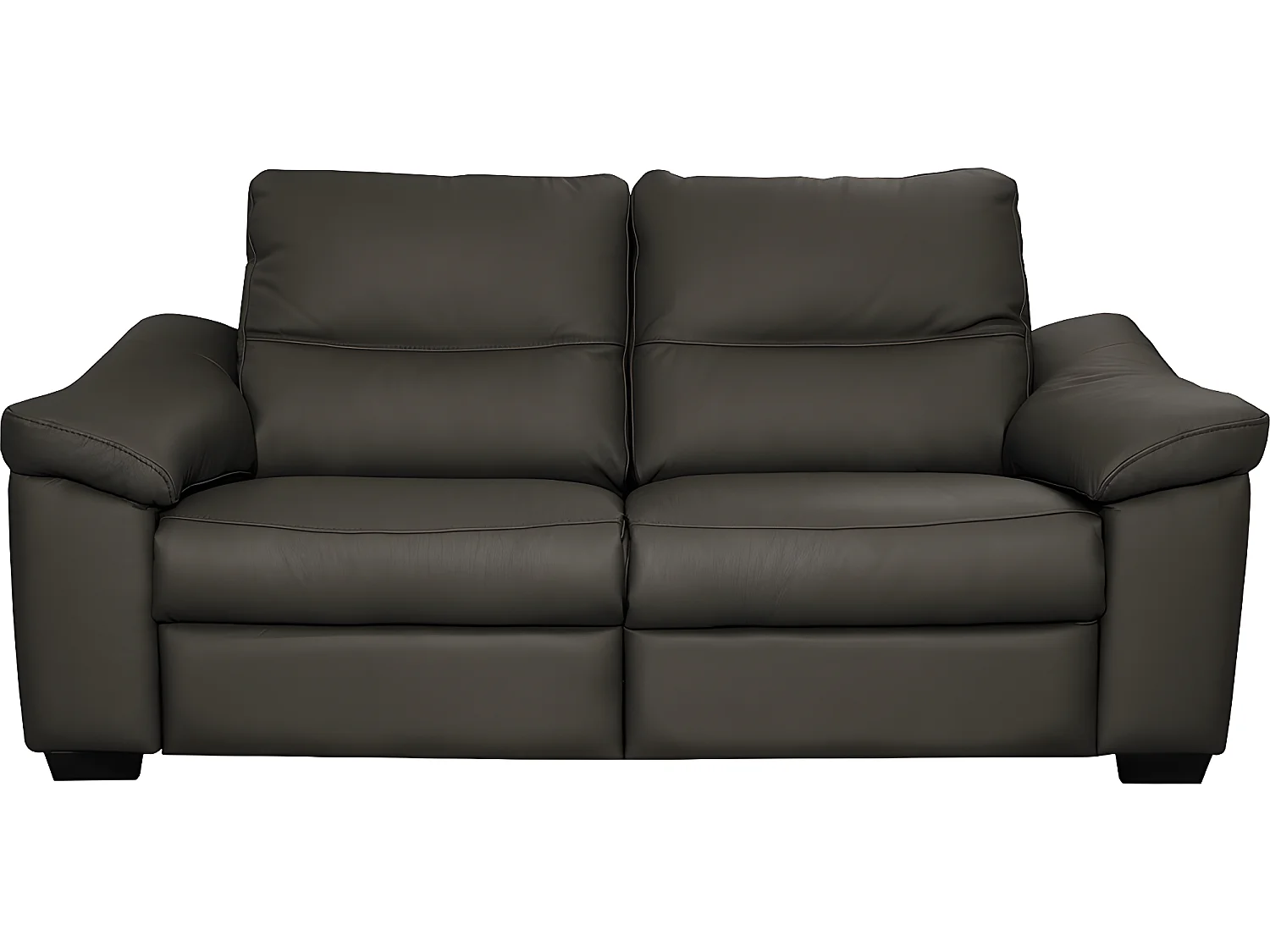 Canapé 2 places en 100% tout cuir épais italien vachette HAMBOURG, couleur anthracite