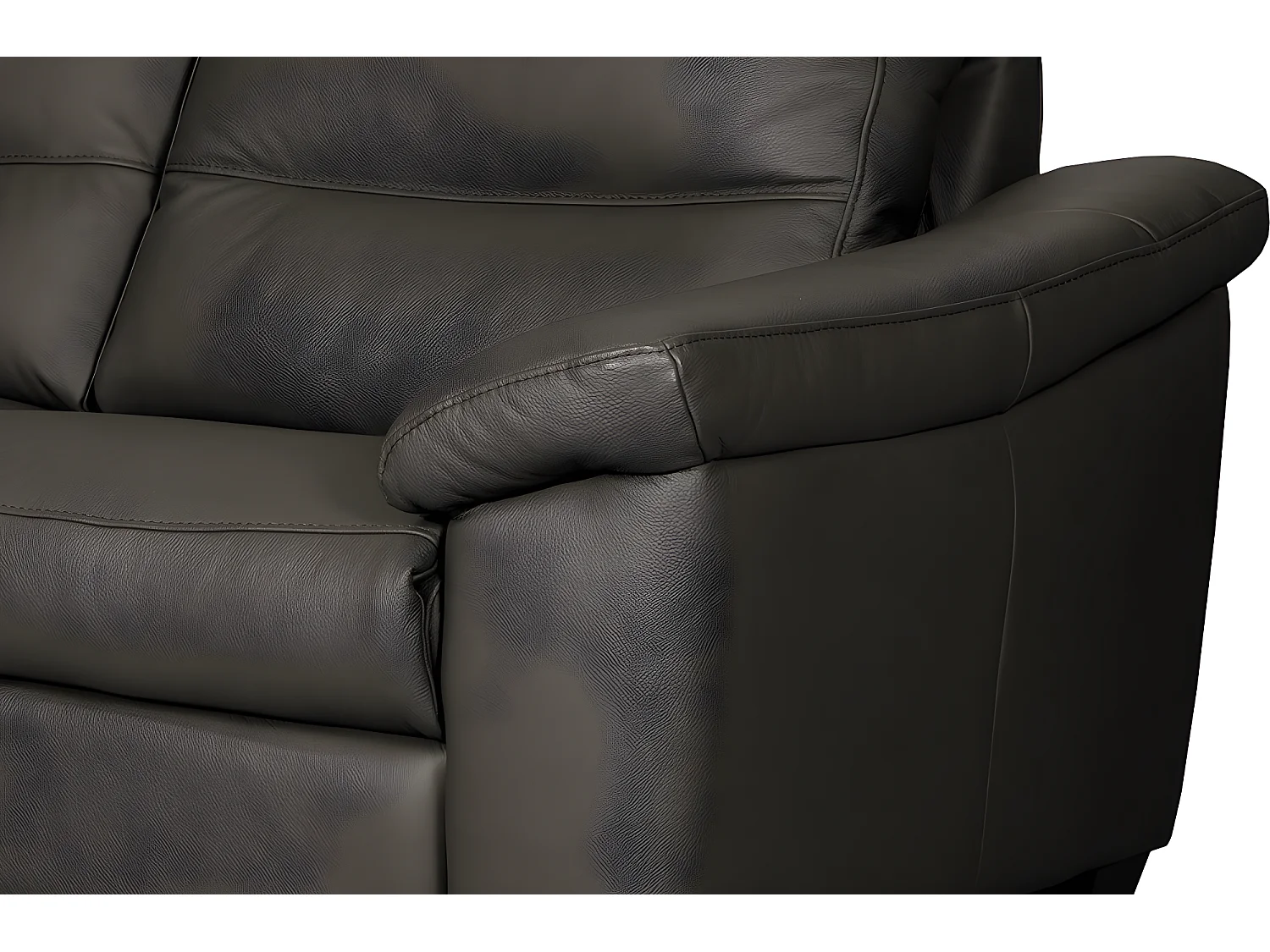 Canapé 2 places en 100% tout cuir épais italien vachette HAMBOURG, couleur anthracite