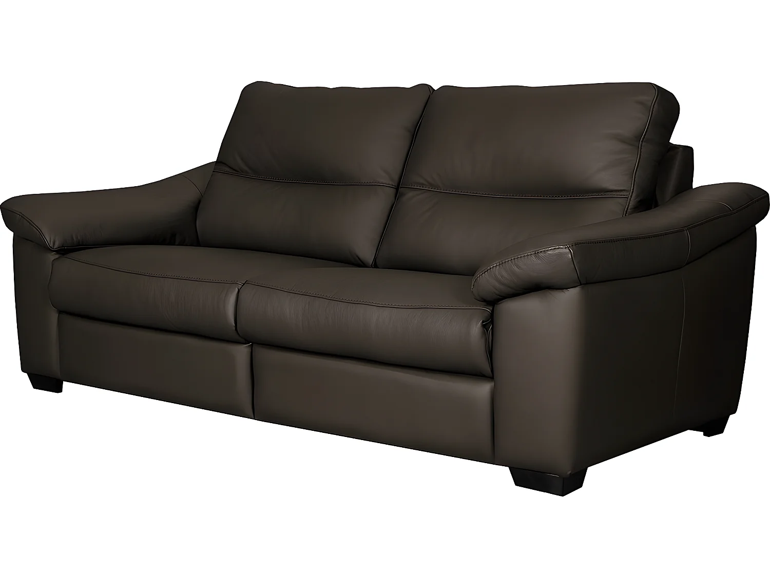 Canapé 2 places en 100% tout cuir épais italien vachette HAMBOURG, couleur chocolat