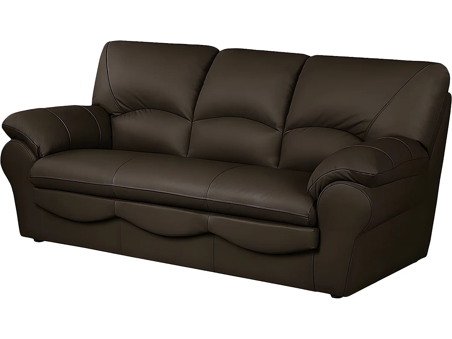 Canapé 3 places en 100% tout cuir italien vachette OSATIS, couleur chocolat
