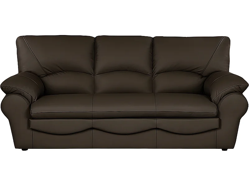 Canapé 3 places en 100% tout cuir italien vachette OSATIS, couleur chocolat