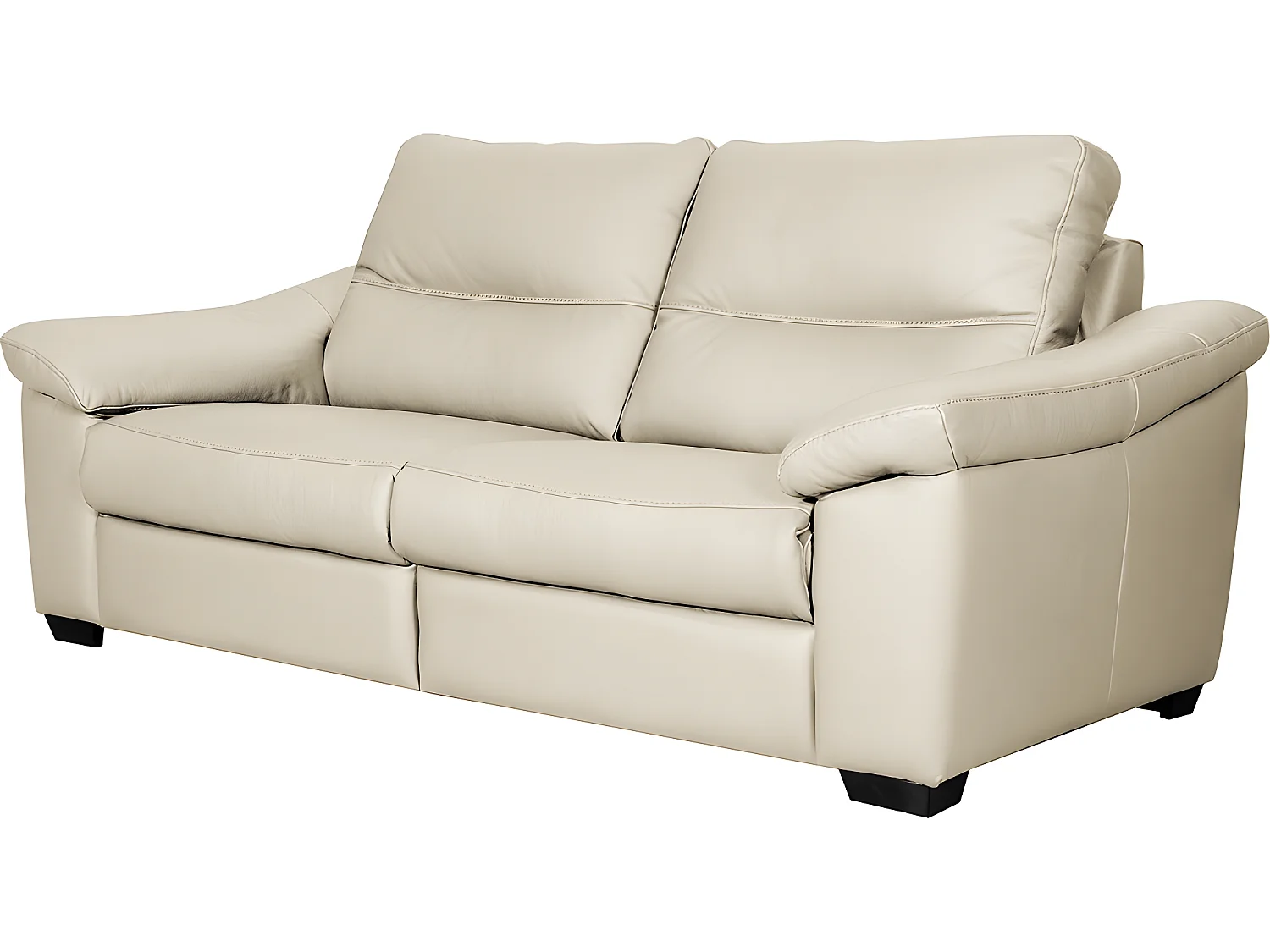 Canapé 3 places en 100% tout cuir épais italien vachette HAMBOURG, couleur ivoire