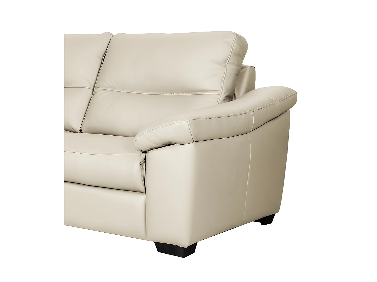 Canapé 3 places en 100% tout cuir épais italien vachette HAMBOURG, couleur ivoire