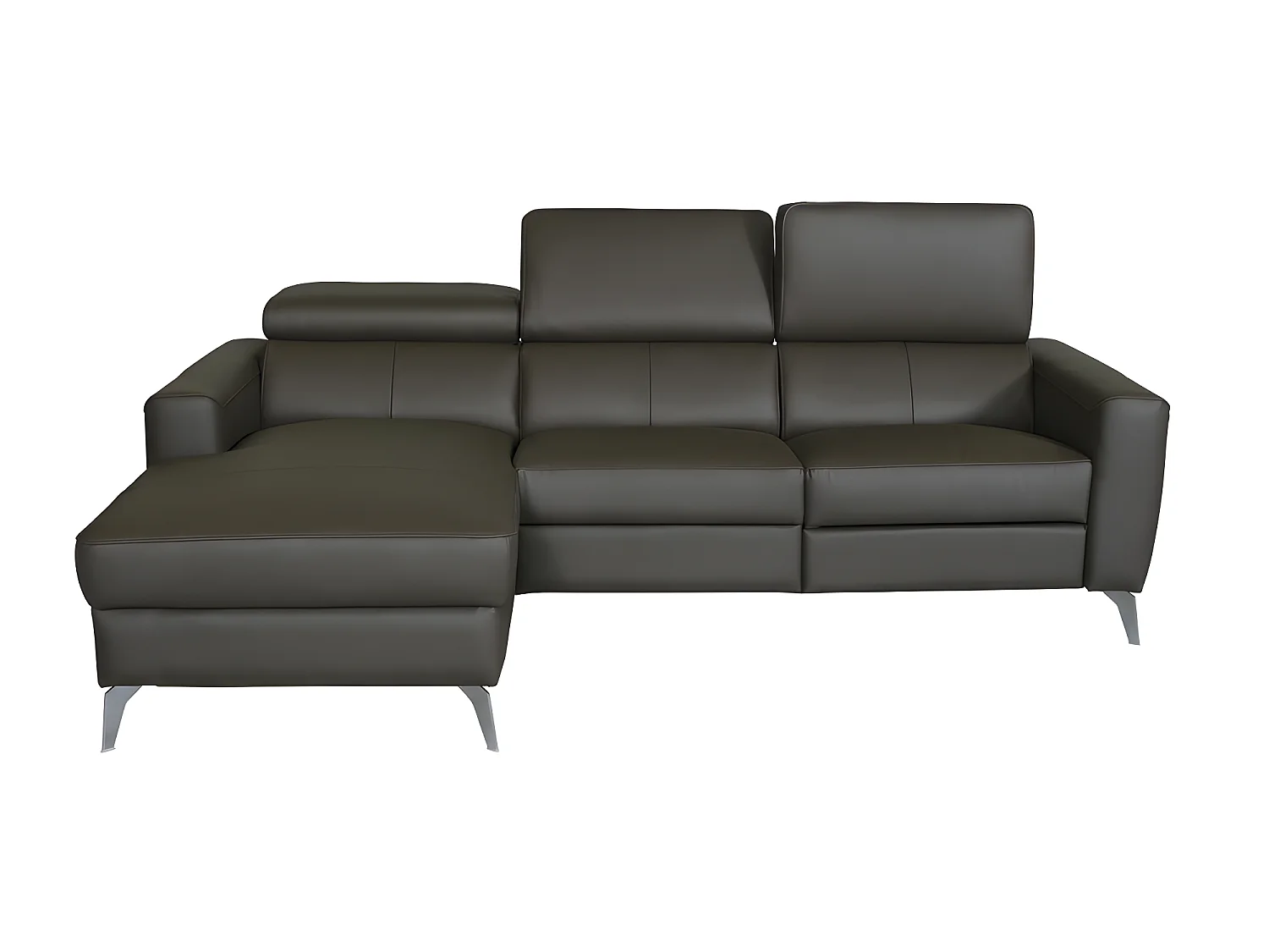 Canapé d'angle en cuir italien de luxe 5 places BOTERO, avec relax électrique, chocolat, angle gauche