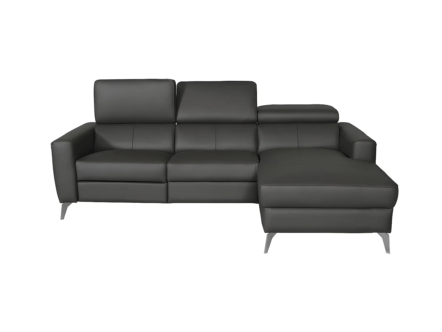 Canapé d'angle en cuir italien de luxe 5 places BOTERO, avec relax électrique, noir, angle droit