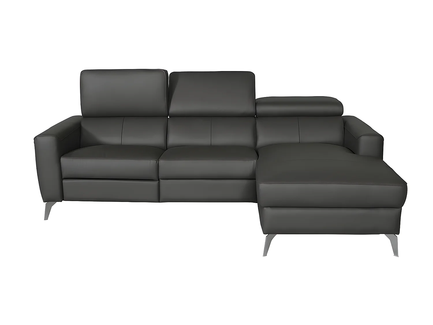 Canapé d'angle en cuir italien de luxe 5 places BOTERO, avec relax électrique, noir, angle droit