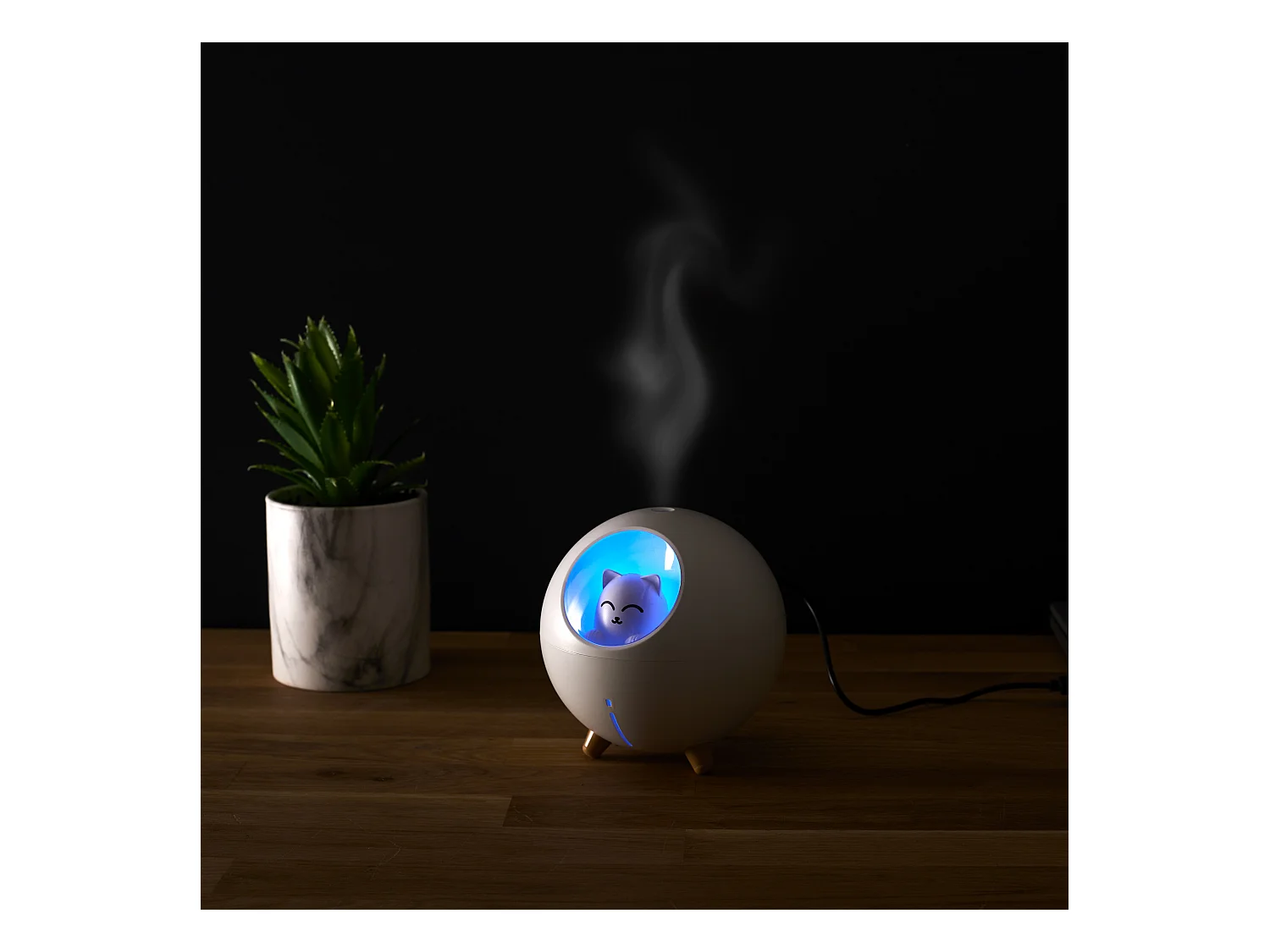 Dyfuzor Perfum LED Kot z Technologią Ultradźwiękową na Zimno i Światłem Zmieniającym Kolor