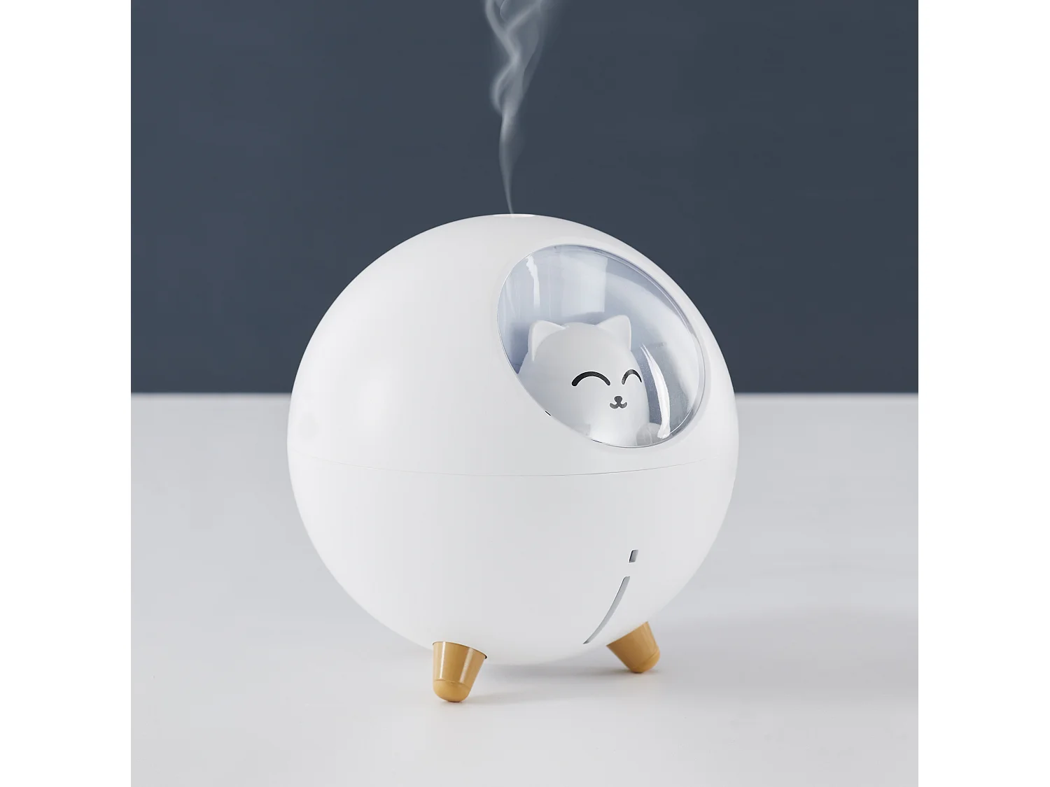 Difusor de Perfume LED Gato com Tecnologia de Ultrassom a Frio e Luz de Mudança de Cor