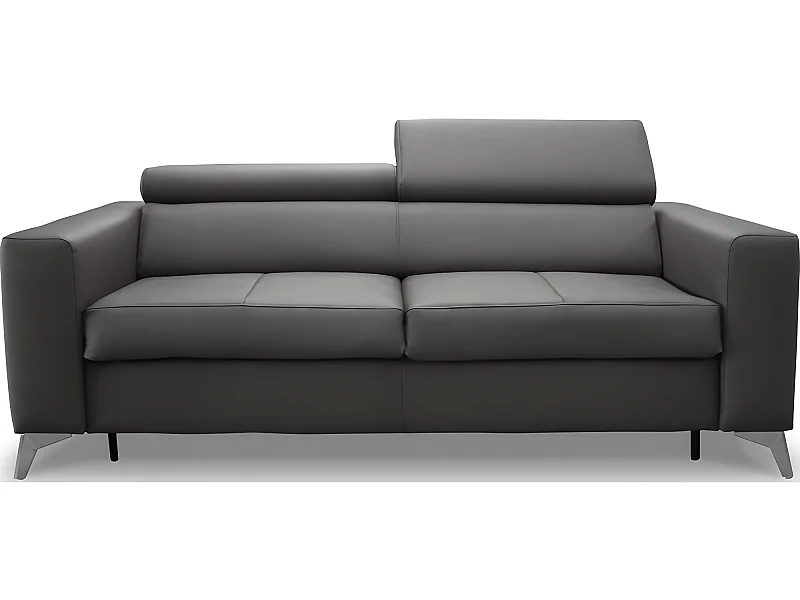 Canapé 3 places convertible en cuir italien de luxe MOVIDA, gris foncé