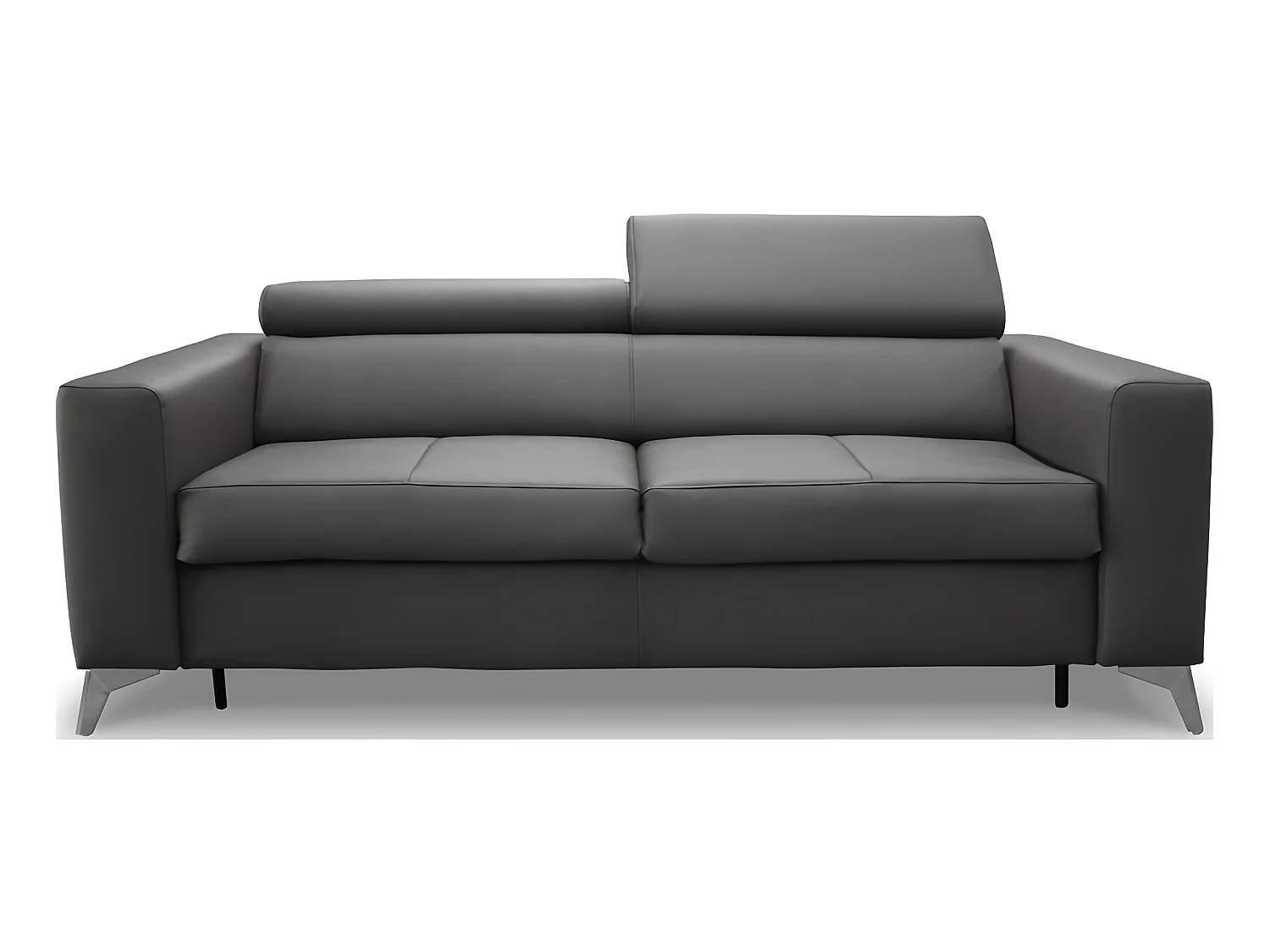 Canapé 3 places convertible en cuir italien de luxe MOVIDA, gris foncé