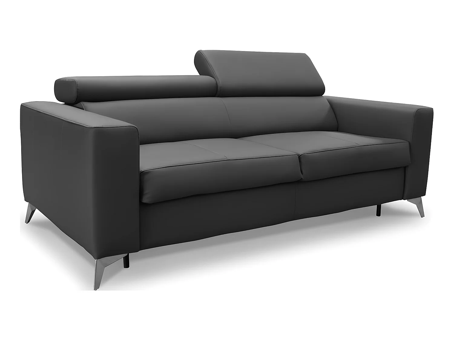 Canapé 3 places convertible en cuir italien de luxe MOVIDA, gris foncé