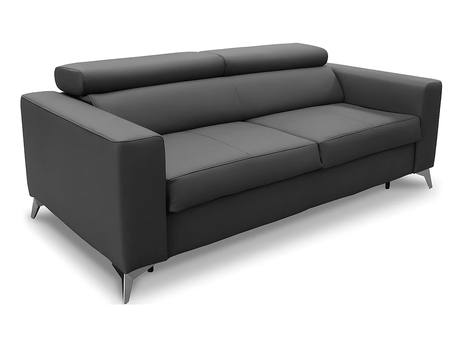 Canapé 3 places convertible en cuir italien de luxe MOVIDA, gris foncé