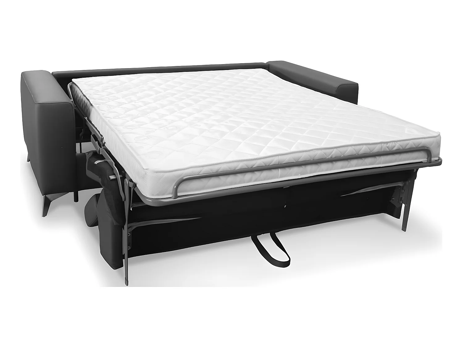 Canapé 3 places convertible en cuir italien de luxe MOVIDA, gris foncé