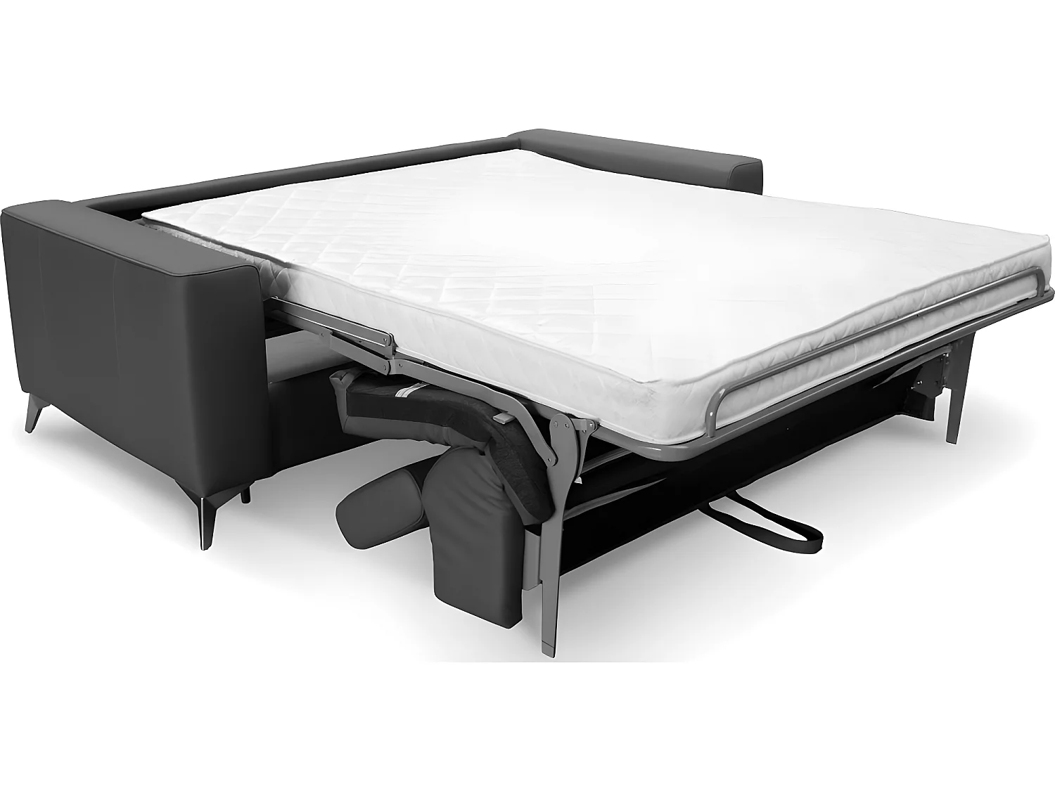 Canapé 3 places convertible en cuir italien de luxe MOVIDA, gris foncé