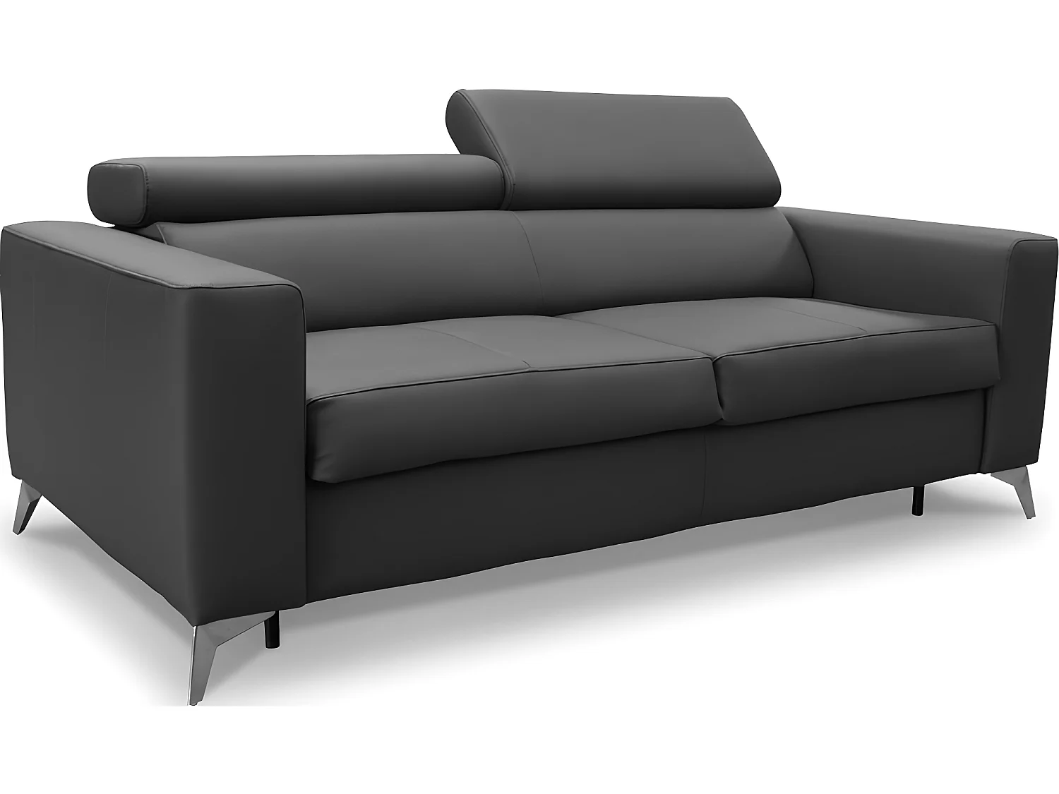 Canapé 3 places convertible en cuir italien de luxe MOVIDA, gris foncé