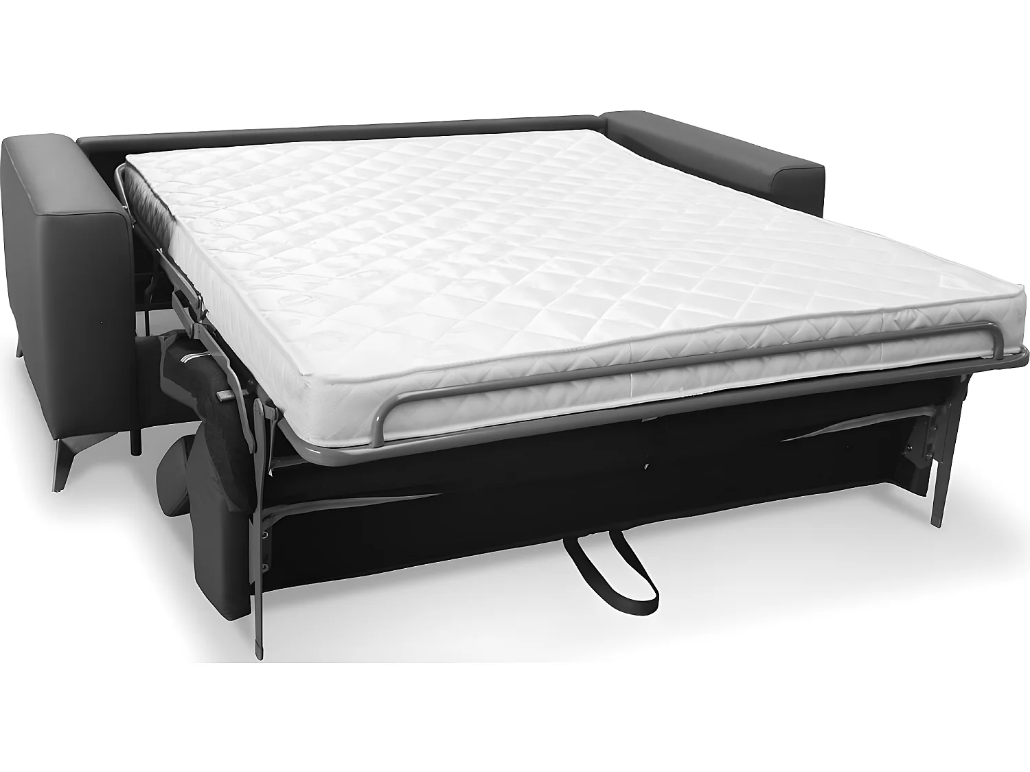 Canapé 3 places convertible en cuir italien de luxe MOVIDA, gris foncé