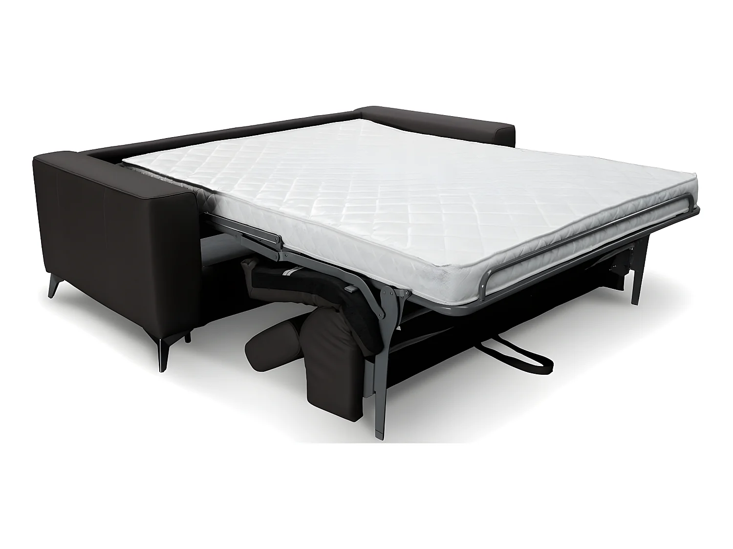 Luxe Italiaanse leren slaapbank MOVIDA, zwart