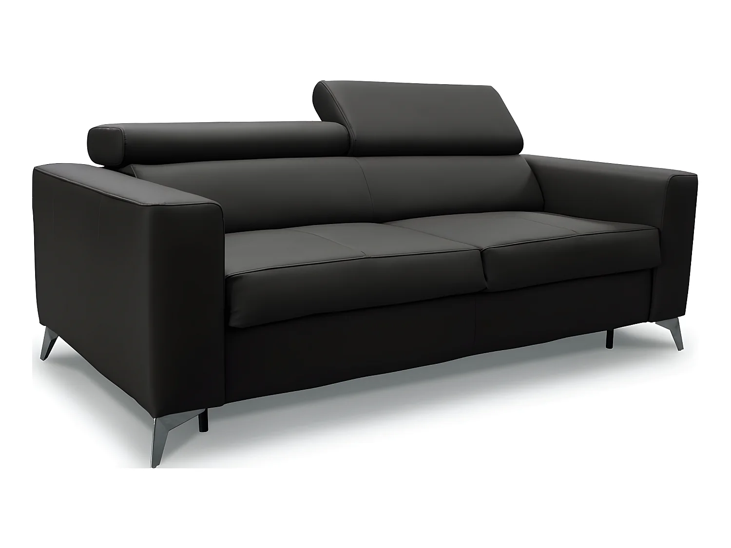 Luxe Italiaanse leren slaapbank MOVIDA, zwart