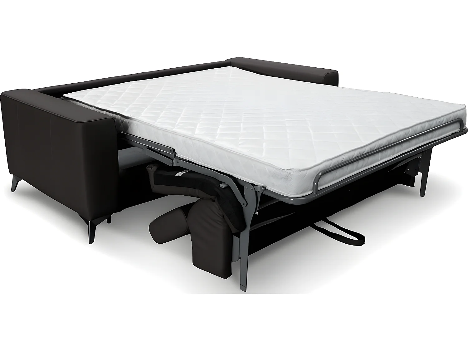 Canapé 3 places convertible en cuir italien de luxe MOVIDA, noir