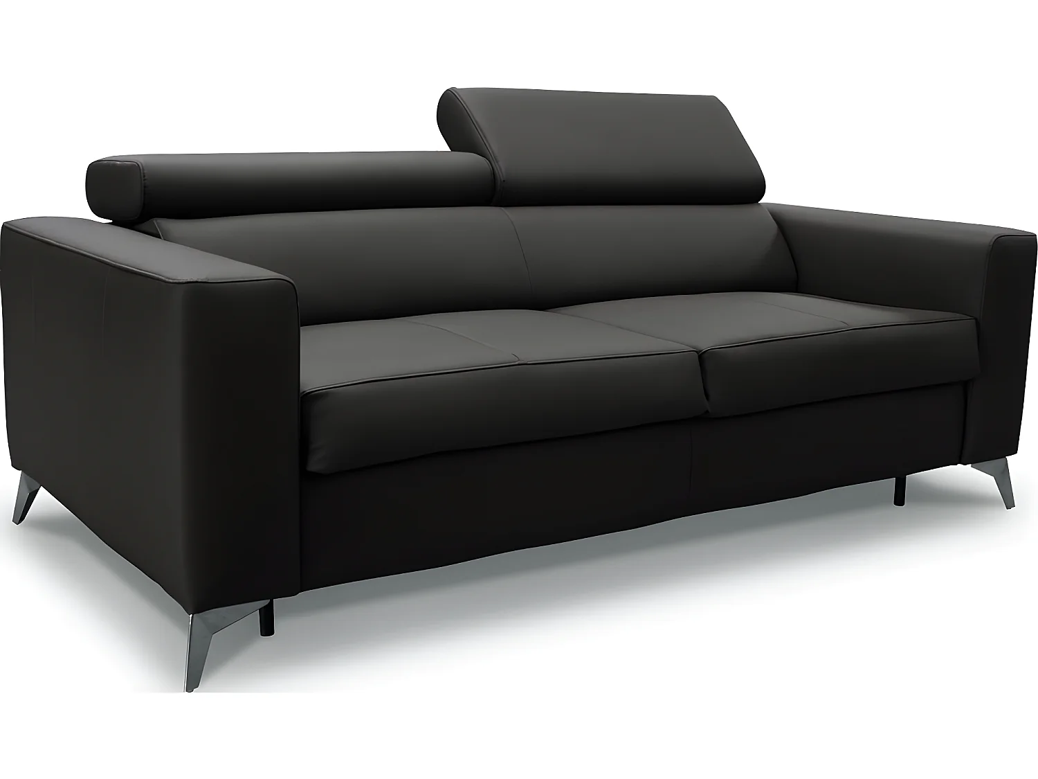 Canapé 3 places convertible en cuir italien de luxe MOVIDA, noir