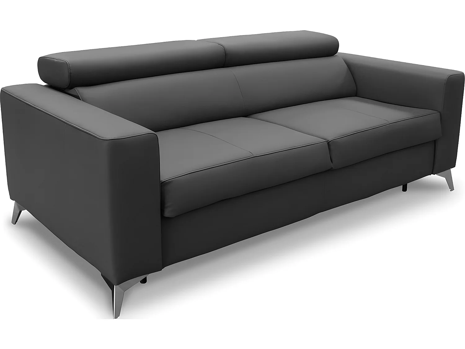 Canapé 3 places convertible en cuir italien de luxe MOVIDA, noir