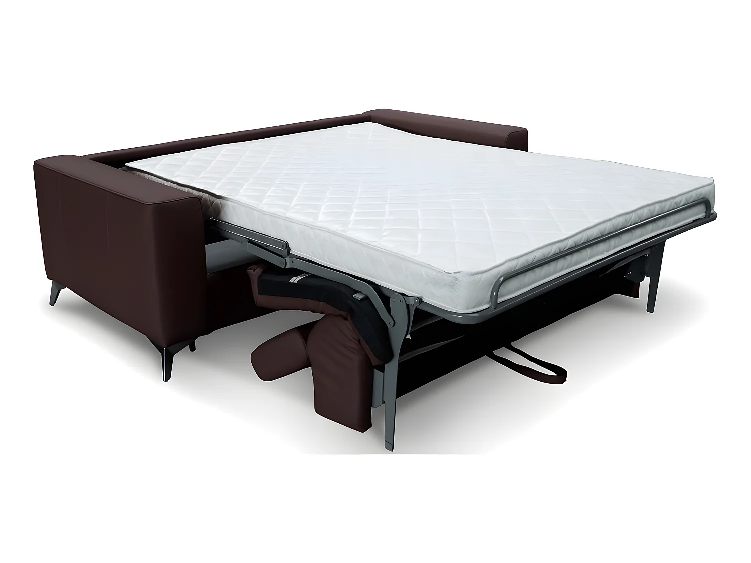 Luxe Italiaanse leren slaapbank MOVIDA, chocolade