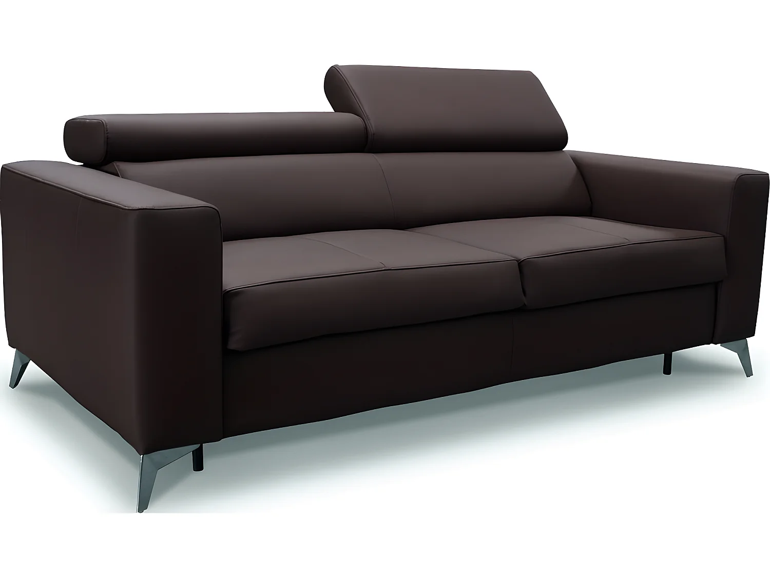 Canapé 3 places convertible en cuir italien de luxe MOVIDA, chocolat