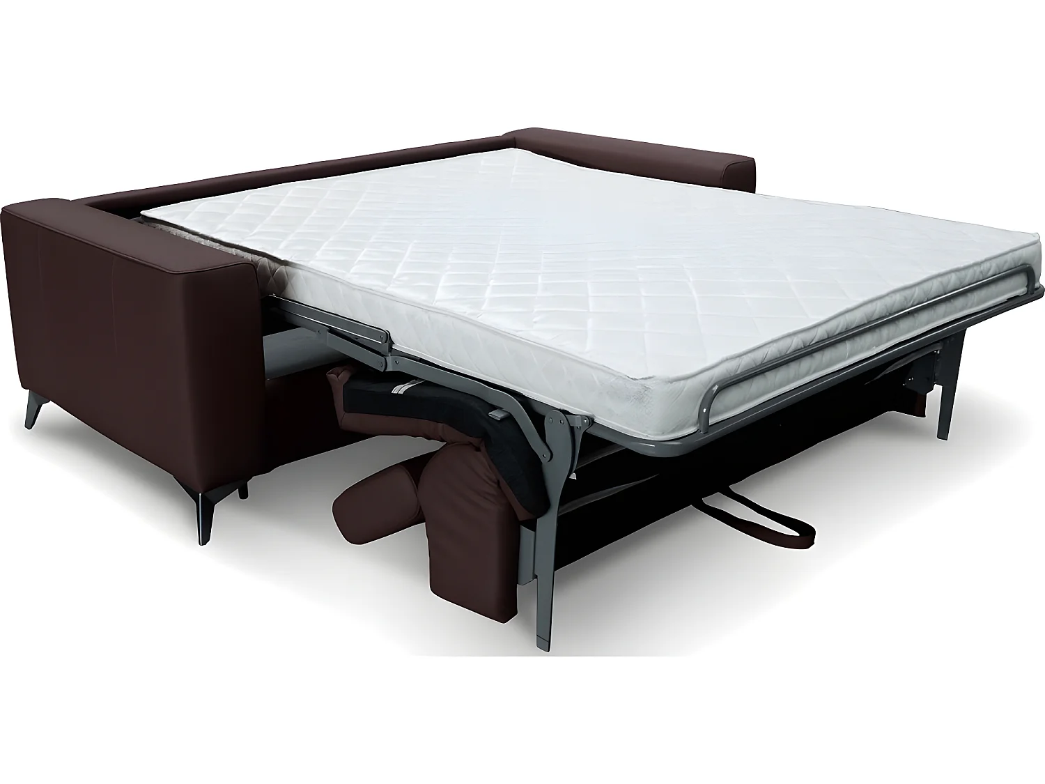 Canapé 3 places convertible en cuir italien de luxe MOVIDA, chocolat