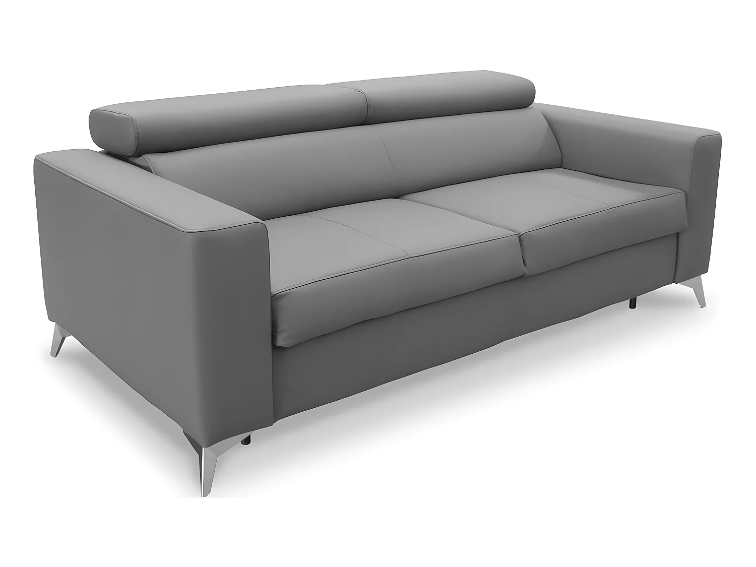 Luxe Italiaanse leren slaapbank MOVIDA, lichtgrijs