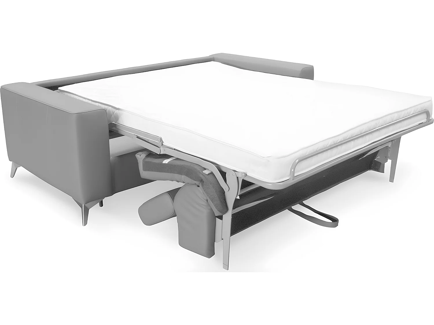 Canapé 3 places convertible en cuir italien de luxe MOVIDA, gris clair