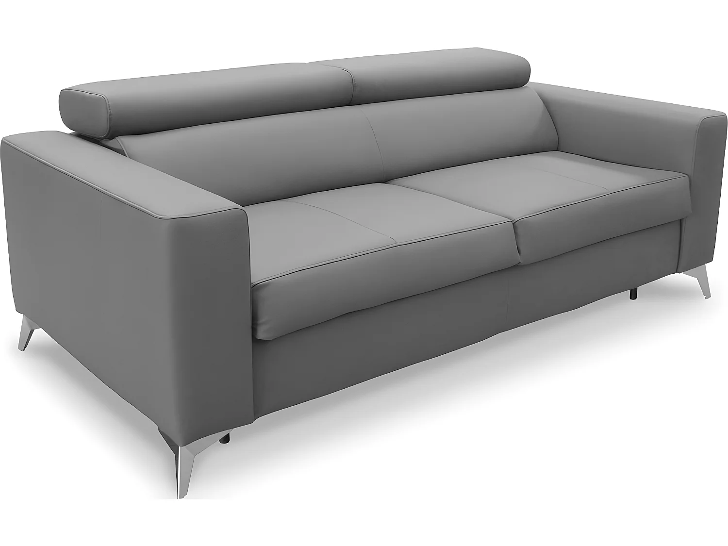 Canapé 3 places convertible en cuir italien de luxe MOVIDA, gris clair