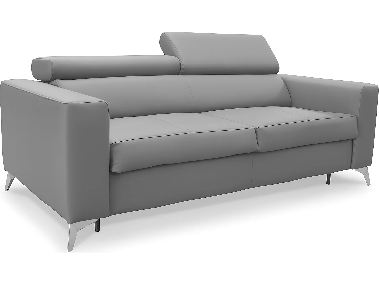 Canapé 3 places convertible en cuir italien de luxe MOVIDA, gris clair