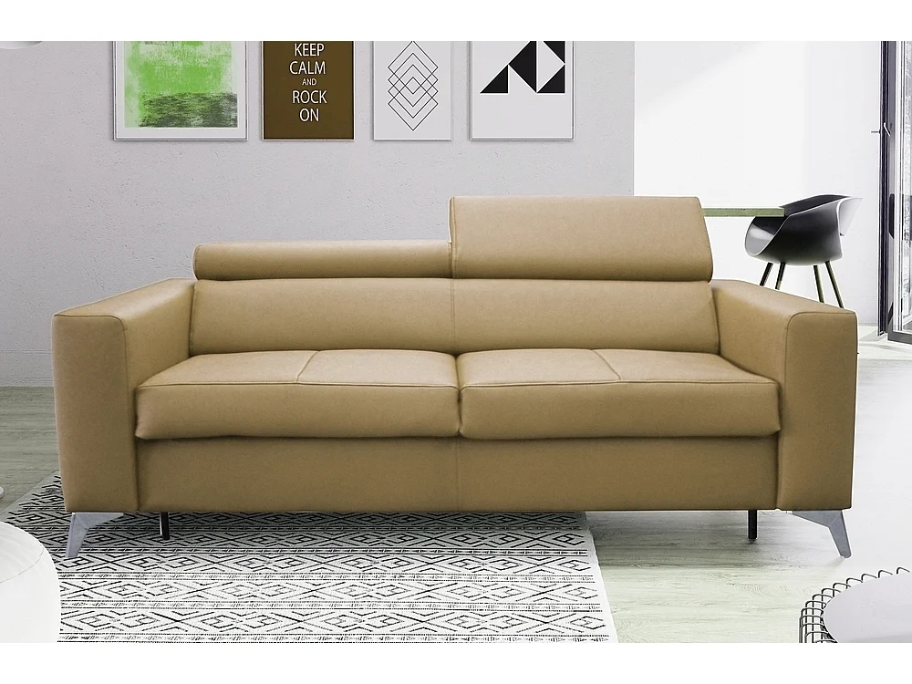 Canapé 3 places convertible en cuir italien de luxe MOVIDA, beige
