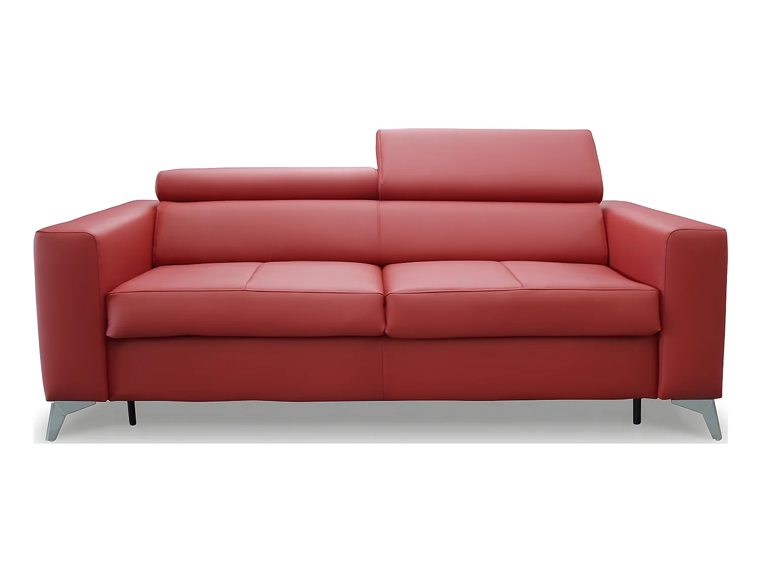 Canapé 3 places convertible en cuir italien de luxe MOVIDA, rouge foncé