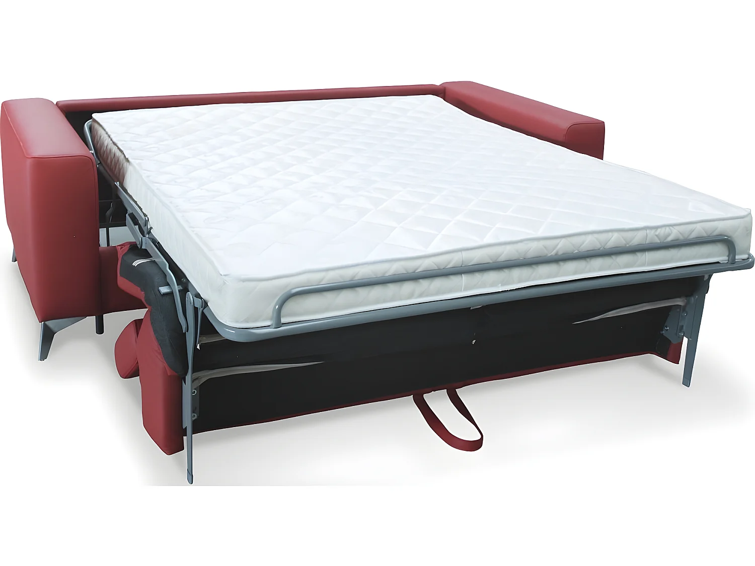 Canapé 3 places convertible en cuir italien de luxe MOVIDA, rouge foncé