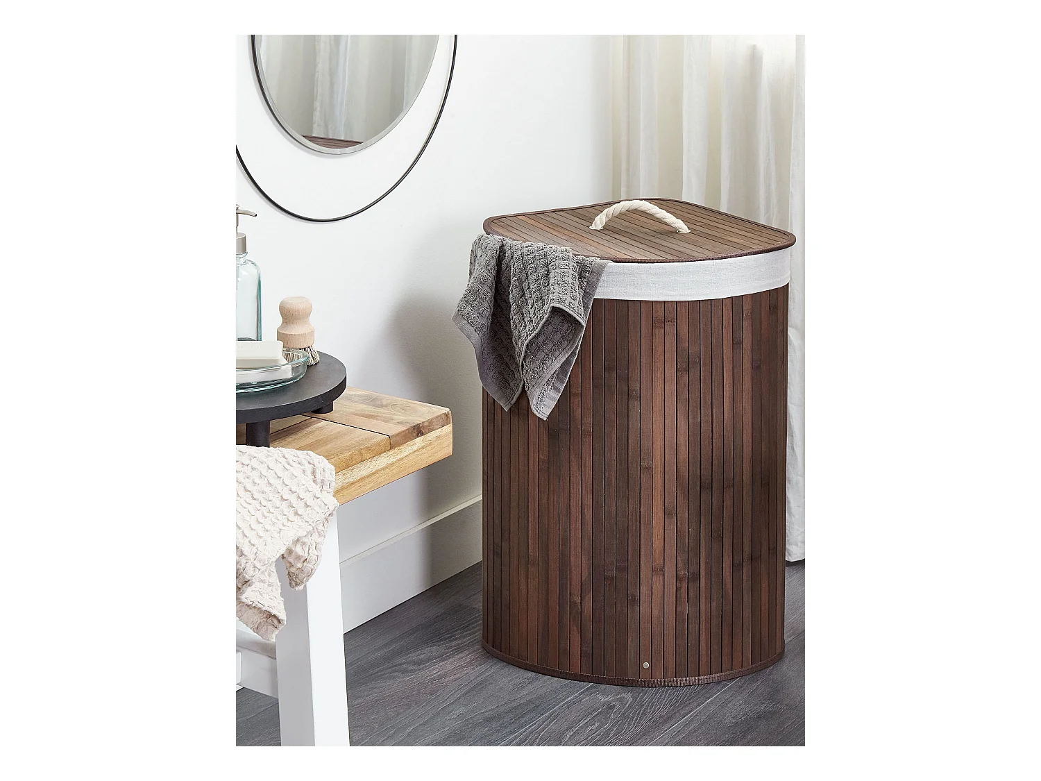 Cesta legno di bambù scuro e bianco 60 cm MATARA