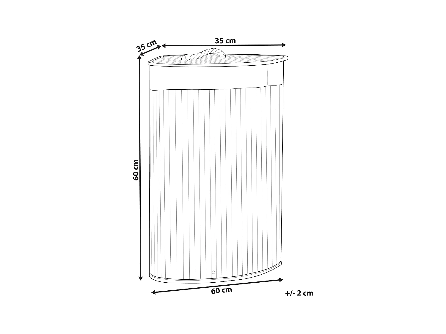 Wäschekorb Bambusholz schwarz handgemacht eckig mit Deckel Sack Matara