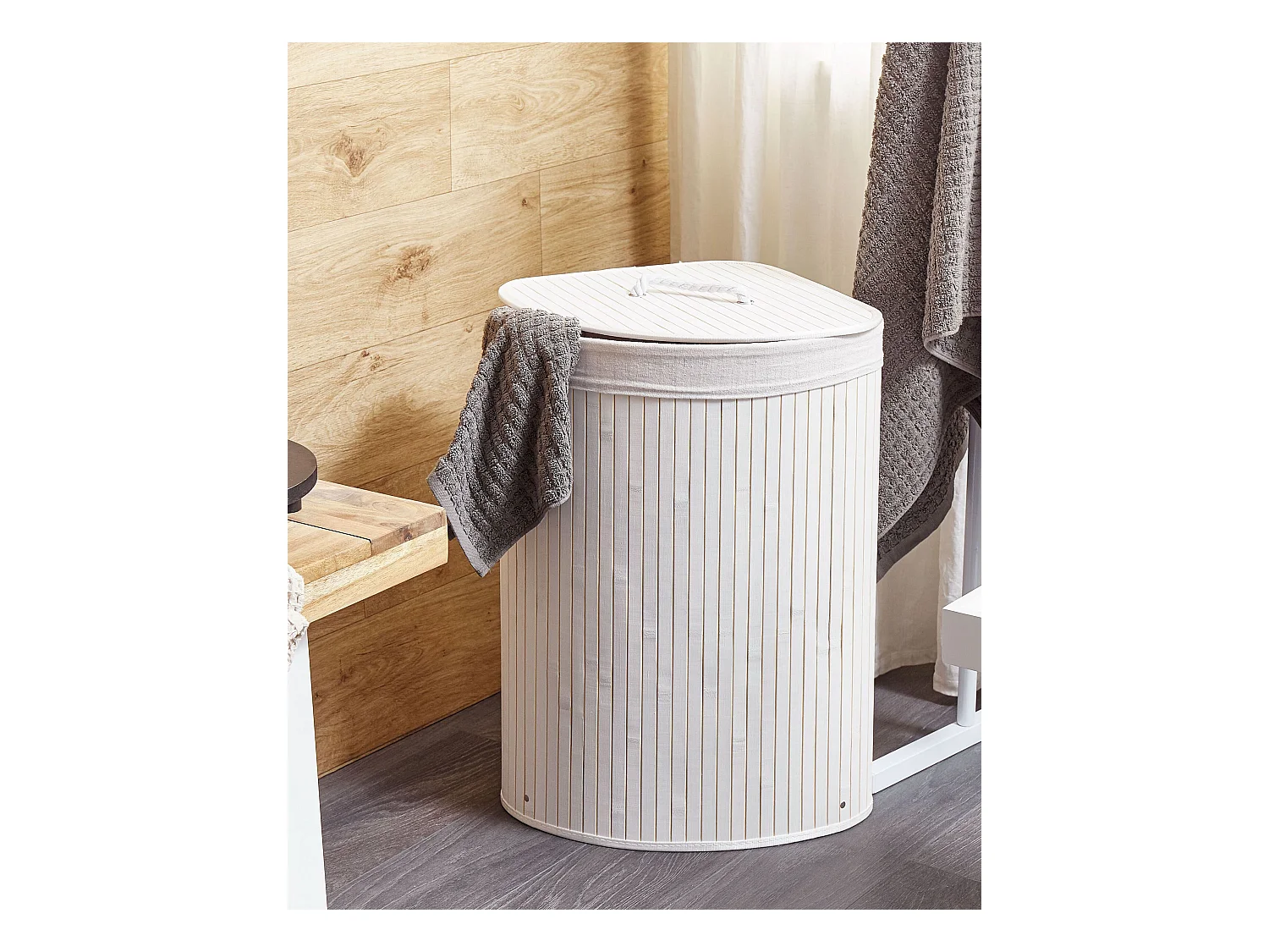 Aufbewahrungskorb MATARA Bambusholz Weiss